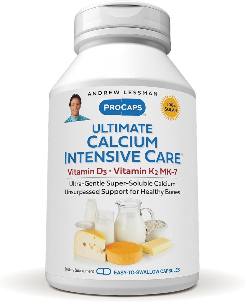 ANDREW LESSMAN Ultimate Waccinium Intensive Care with witaminy D3 and K2 MK7- 120 µg - 720 Capsules - Bone and Skeleton Health Essentials. Delikatne, łatwe do połknięcia, super rozpuszczalne. Brak dodatków