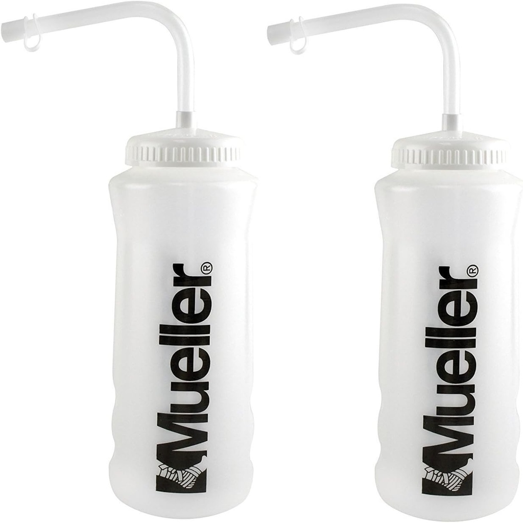 Mueller Quart Butelka w / Słomka, Kolor naturalny w / Czarne litery (2- Pack)