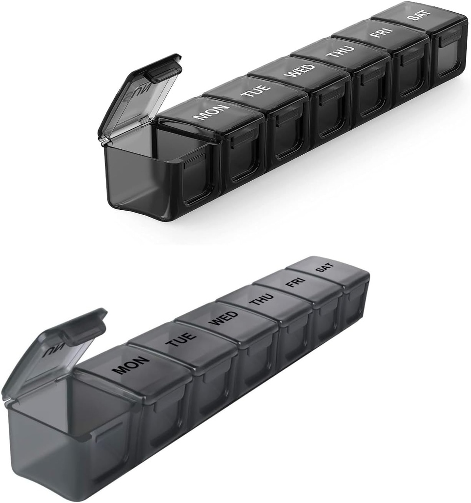 2 Pack Extra Duży Pill Organizator, Sukuos Cotygodniowy Pill Case z wyraźną Lid, Artreally Friendly Medicine Organizer for Pills / Witamina / Olej rybny / Suplementy, BPA Free, Łatwy do czyszczenia