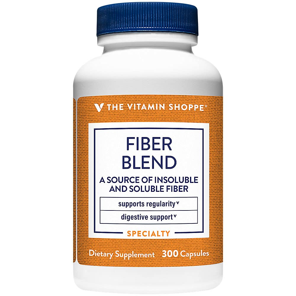 Witamina Shoppe Fiber Mieszanka, Naturalne źródło nierozpuszczalnego i rozpuszczalnego włókna, Wspiera Digestive Health & Regularność (300 kapsułki)
