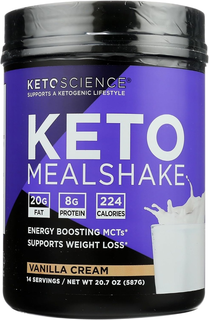 Keto Science Vanilla krem Ketogeniczny posiłek shake suplement diety, Paleo Friendly, 20.7 unces (Opakowanie 1)
