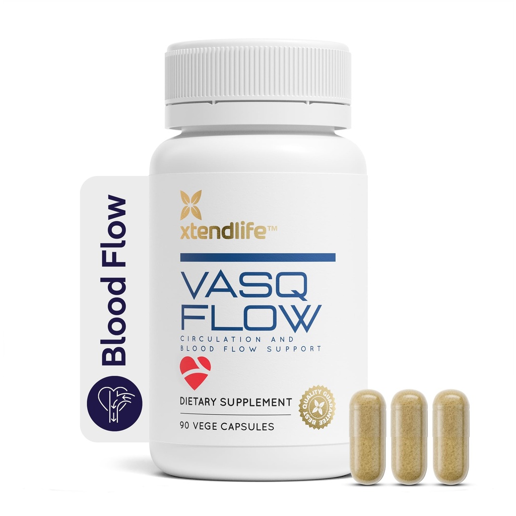 Xtendlife VasQFlow Acirc Oxide Booster - do cyrkulacji, przepływu krwi, Heart & Muscle Support- z Red Spinach Extract & Starego czosnku - 1 Miesiąc dostaw (90 Count)
