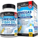 Triple Force Omega 3 Fish Oil Supplement - 2250mg EPA DHA Omega 3 Kwasy tłuszczowe z świeżo dzikiej ryby Caught, Burless Lemon Flavor Formula Supports Eye Health and More, Gluten Free, 180 Softgels