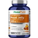 NusaPure Royal Jelly 10: 1 Extract, 400 mg ekwiwalent 4000mg - 120 Kapsułek wegetariańskich (Non- GMO, Gluten Free, Bioperine)