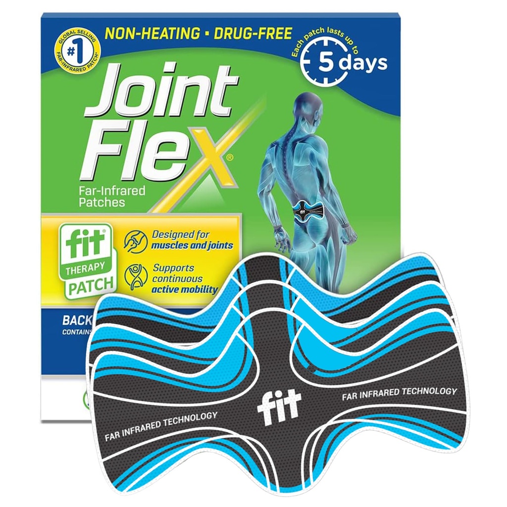 JointFlex Fit Therapy Far Infrared Patch for Lower Back, Wspiera ciągłą ruchliwość ruchową, do 5 dni / Patch, Syntetyczny, Odporny na wodę, Non- Ogrzewanie, Beznarkotykowy - 3 Pack, 7,87 "x 3,93"