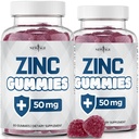Nowy wiek Gummeje cynku - 2 Pack - 50mg Wysokie Wzmacniacze immunologiczne Suplement cynku, Immune Defense, Potężny naturalny przeciwutleniacz, Non-GMO - by New Age, 120 Count