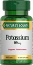 Nature 's Bounty Potasu 99mg, Wspiera równowagę płynów i aktywności mięśni, zaangażowany w normalnej funkcji serca, Gluconate potasu suplement diety, Gluten Free, 1 Dzień, 100 Kapulety wegetariańskie