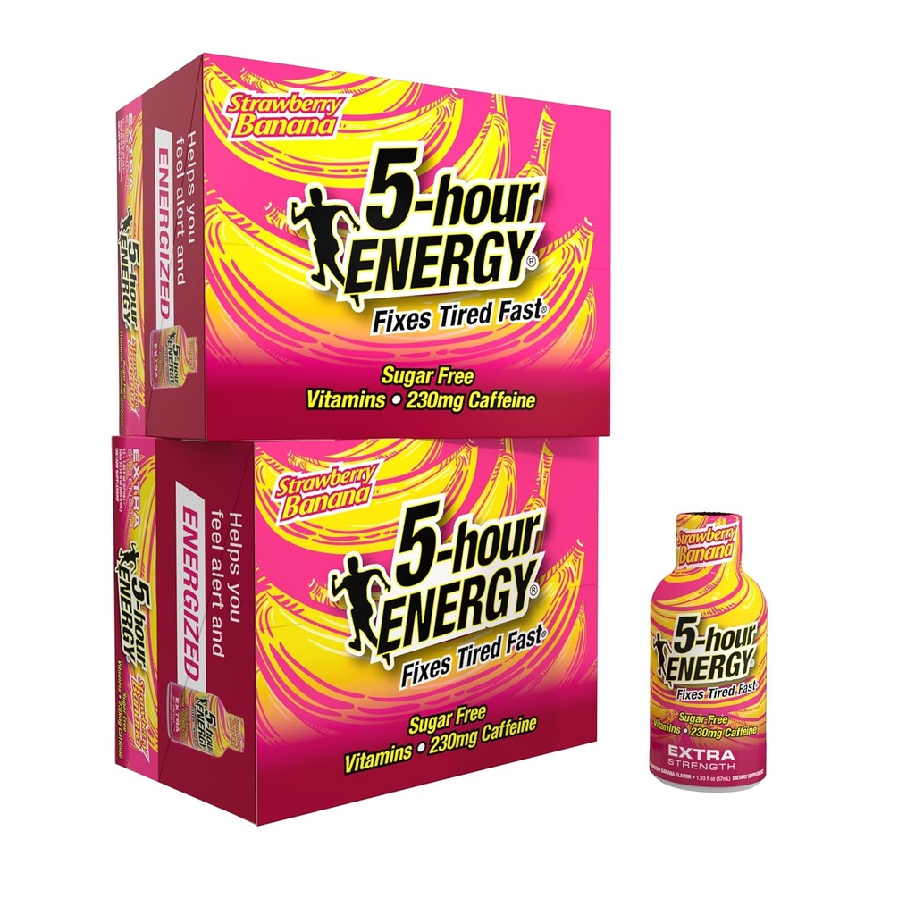5-godzinny zastrzyk energetyczny ENERGY Extra Strength Energy Shot, Strawberry Banana Flavor (1.93 oz., 24 Count)