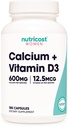 Nutricost Wapń (600mg) + Witamina D3 (12,5mcg) dla kobiet, 180 Kapsułek - Wegan, Non-GMO, Gluten Free - 60 Sług