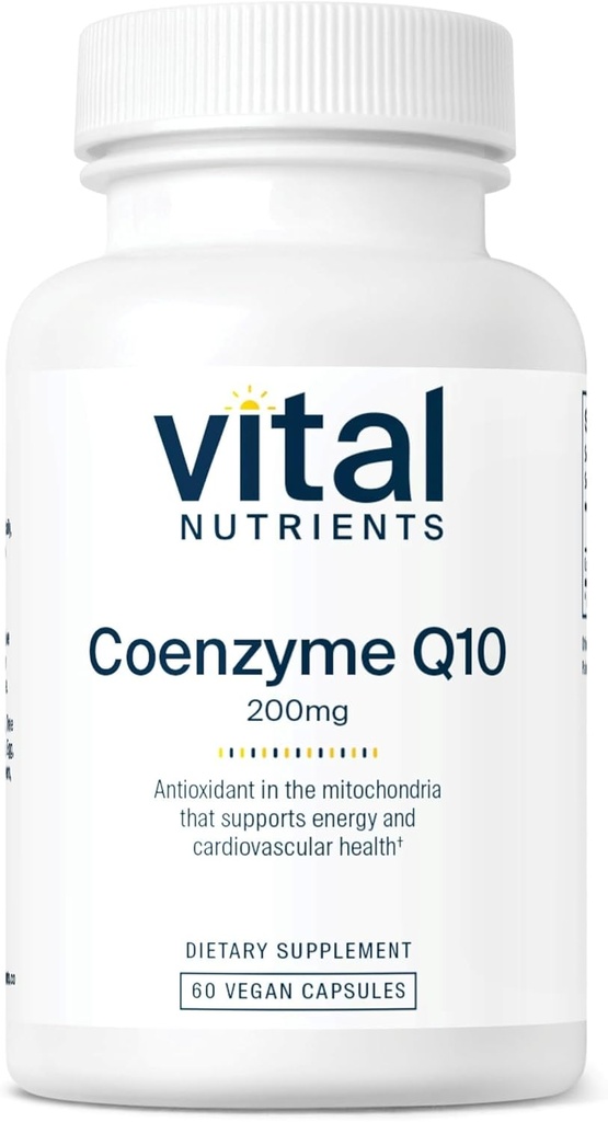 Vital Nutrigents CoQ10 200mg < 124; Vegan Supplement < 124; Pottent Antioksydant of CoEnzyme Q10 to Support Heart Health and Energy Levels * < 124; Gluten, Dairy and Soy Free < 124; Non-GMO < 124; 60 Kapsułki