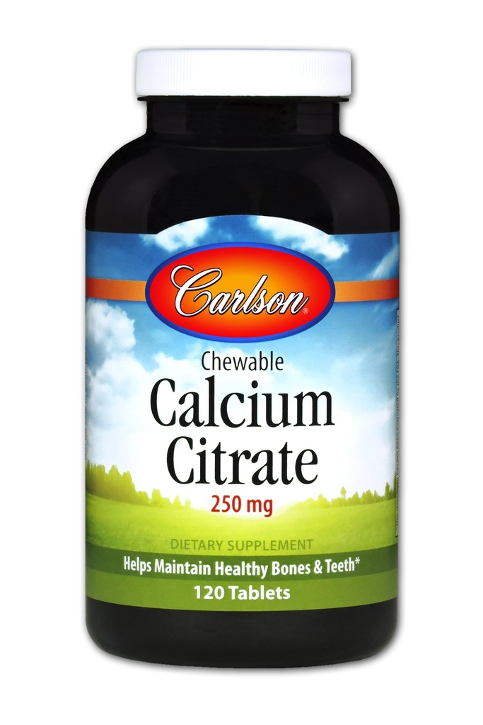 Carlson Chewable Wapnia Citrate 250 mg, Vanilla, 120 tabletek