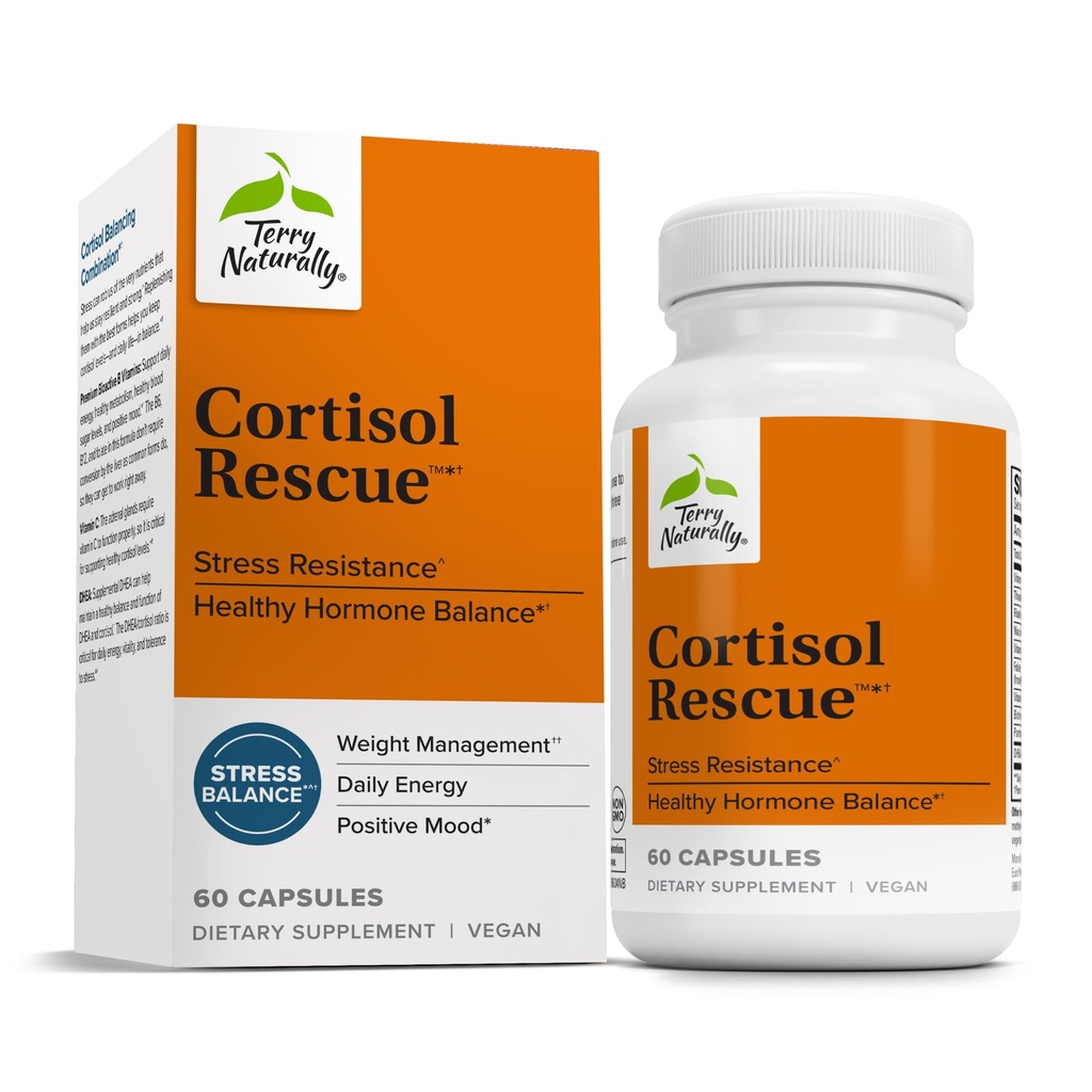 Terry Natural Cortisol Rescue - Wsparcie reakcji na stres z witaminą C & Bioactive B Witaminy - Nadnercza Zdrowie i Suplement Wsparcia Energetycznego - 60 Kapsułki (60 Służenie)