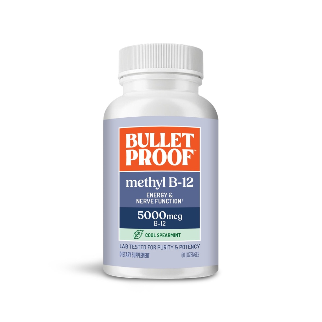 Kuloodporny Cool Spearmint Metyl B- 12 Lozenges, 60 Hrabia, Suplement dla Energii i Nerve funkcji