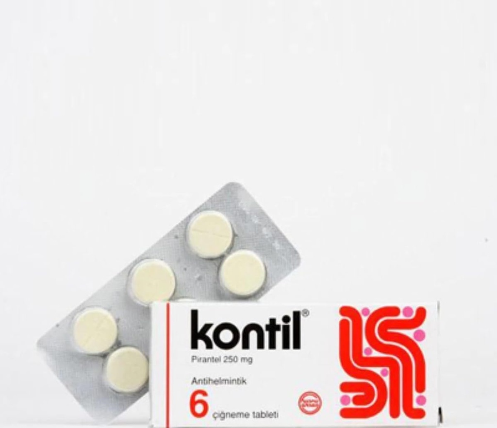 Kontil 6 Tablets 250 mg PYRANTEL PAMOATE Szybko i łatwo eliminuje zapalenie Pinworm 124; dla dorosłych i dzieci 124;