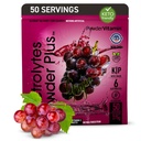 Proszek PowderWitamina Electrolytes Plus (50 Servings) Proszek Grape Electrolyte Zero Calorie Keto, 0 Cukier, Nie Maltodekstryna, 1000mg potasu, 120mg wapnia, 120mg magnezu, Proszek nawadniający