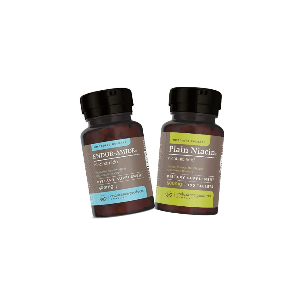 Endurance Products EPC Company NAD + Niacynamid B3, Endur- Amide 500mg 200 tabletek B3 Niacyna - 500mg Witamina B-3 o natychmiastowym uwalnianiu z Flushem - Kwas nikotynowy 100 tabletek