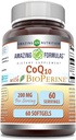 Amazing CoQ10 z suplementem bioperine 124; 200 Mg na serwowanie 124; 60 Softgels 124; Non-GMO 124; Gluten- Free Supplement 124; Made in USA