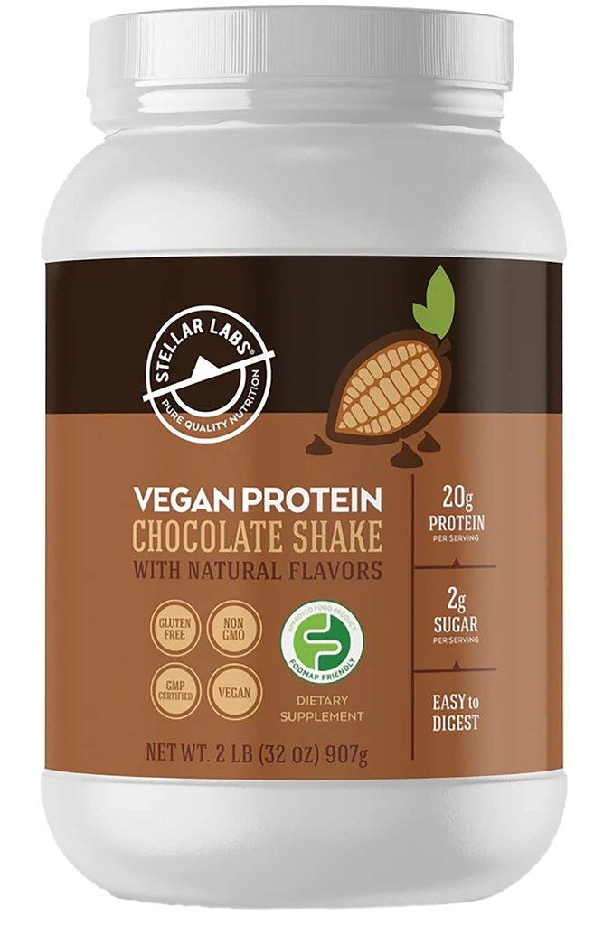 Stellar Labs Vegan Protein Powder z BCAA 's & Antioksydants 124; Certified Low FODMAP, Non GMO, Gluten Free, Soy Free, Low Carb, ze Stevią Wolna 124; Lean Plant Protein Based Powder Shakes