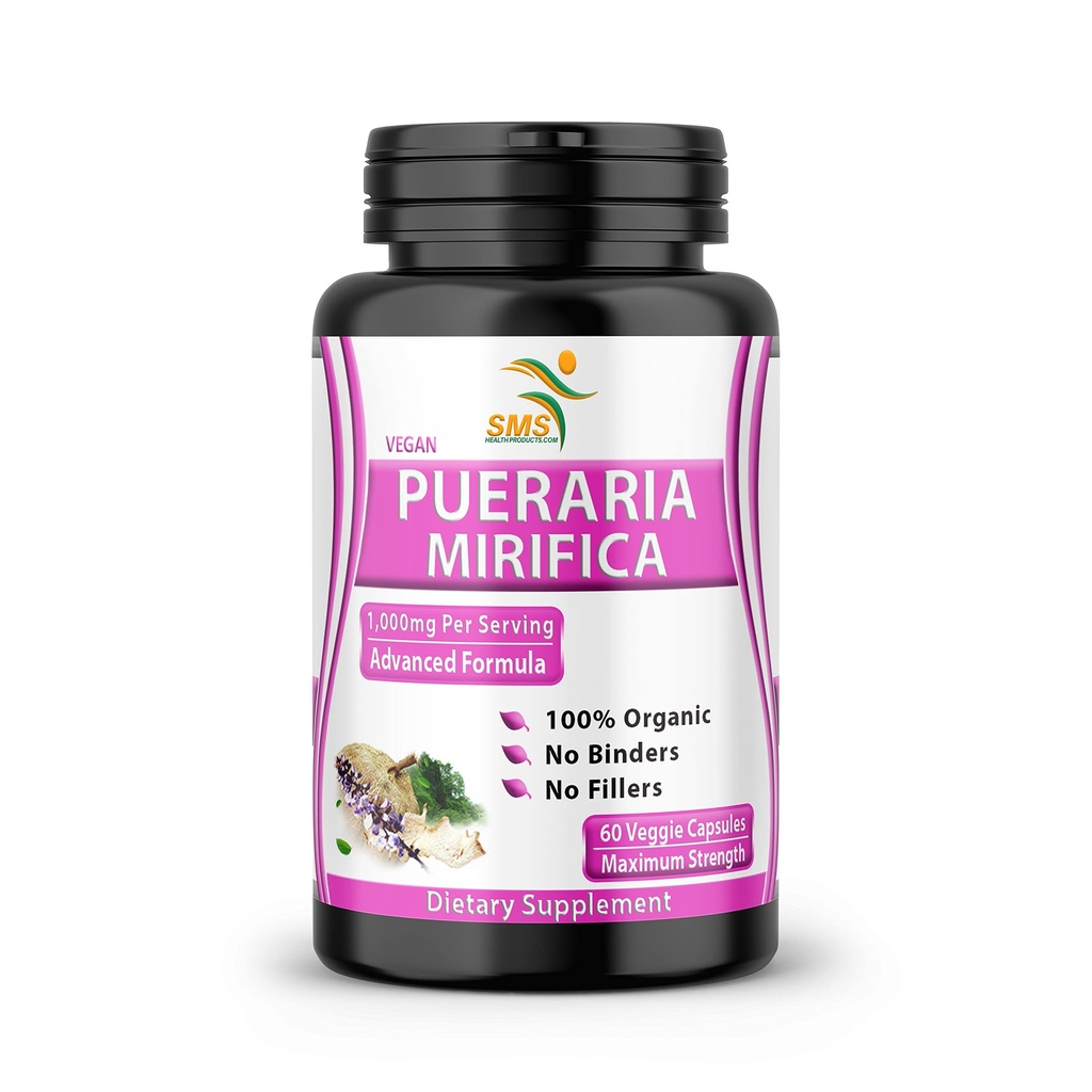 Pure Pueraria Mirifica Suplement 500mg ekstrakt korzenny proszek importowany z Tajlandii - Promotes Women 's Health, Organic Natural Herbal, 60 Kapsułki Veggie