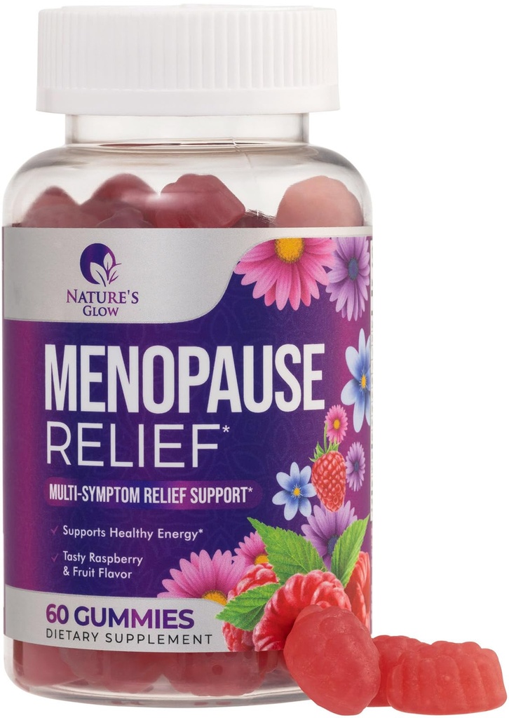 Suplement do menopauzy dla kobiet - Kompletna wieloskładnikowa menopauza relief gumy do łagodnych gorących błysków i nocnych potów, Natural Balance & Energy Support, Menopauzalne witaminy, Non-GMO - 60 Gummies