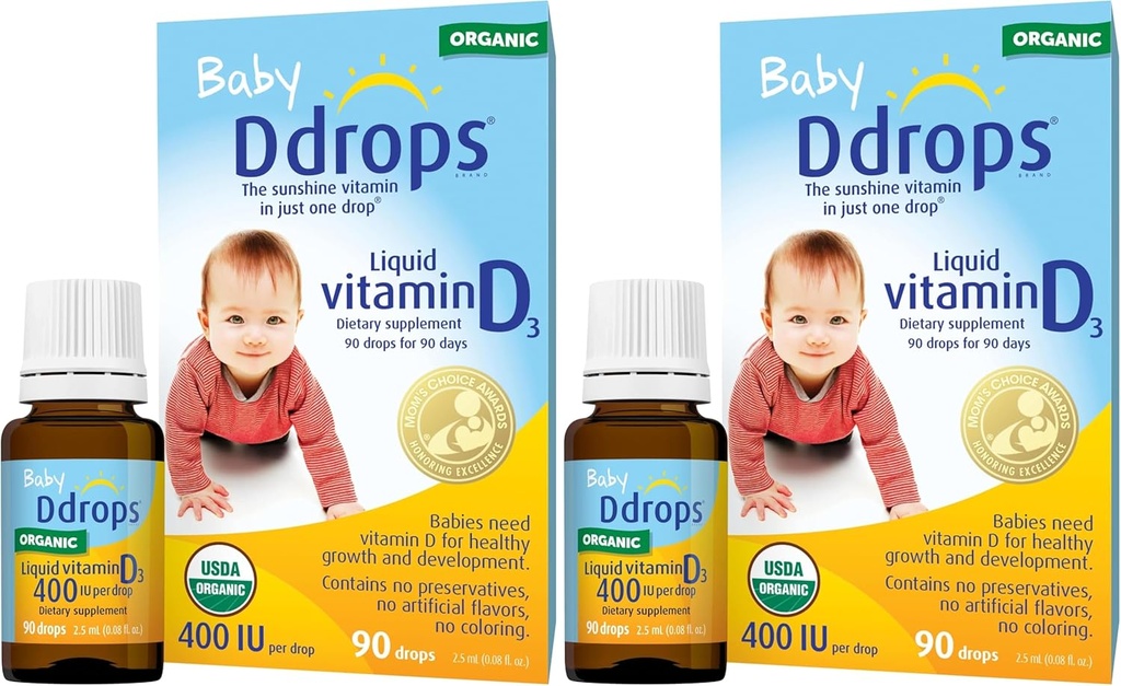 Krople 1072834 400 j.m. Płynna witamina D3 Krople dla niemowląt, 0,08 Fl. Oz (Opakowanie po 4)