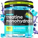 Monowodny Gummie Kreatywne Kompleks 6200mg dla mężczyzn i kobiet - 120 Gummies Zaawansowana Formuła W / L- Tauryna + Witamina B12 dla mięśni, Muscle Builder, Energy Boost, Pre- Workout Supplement - Thinbi
