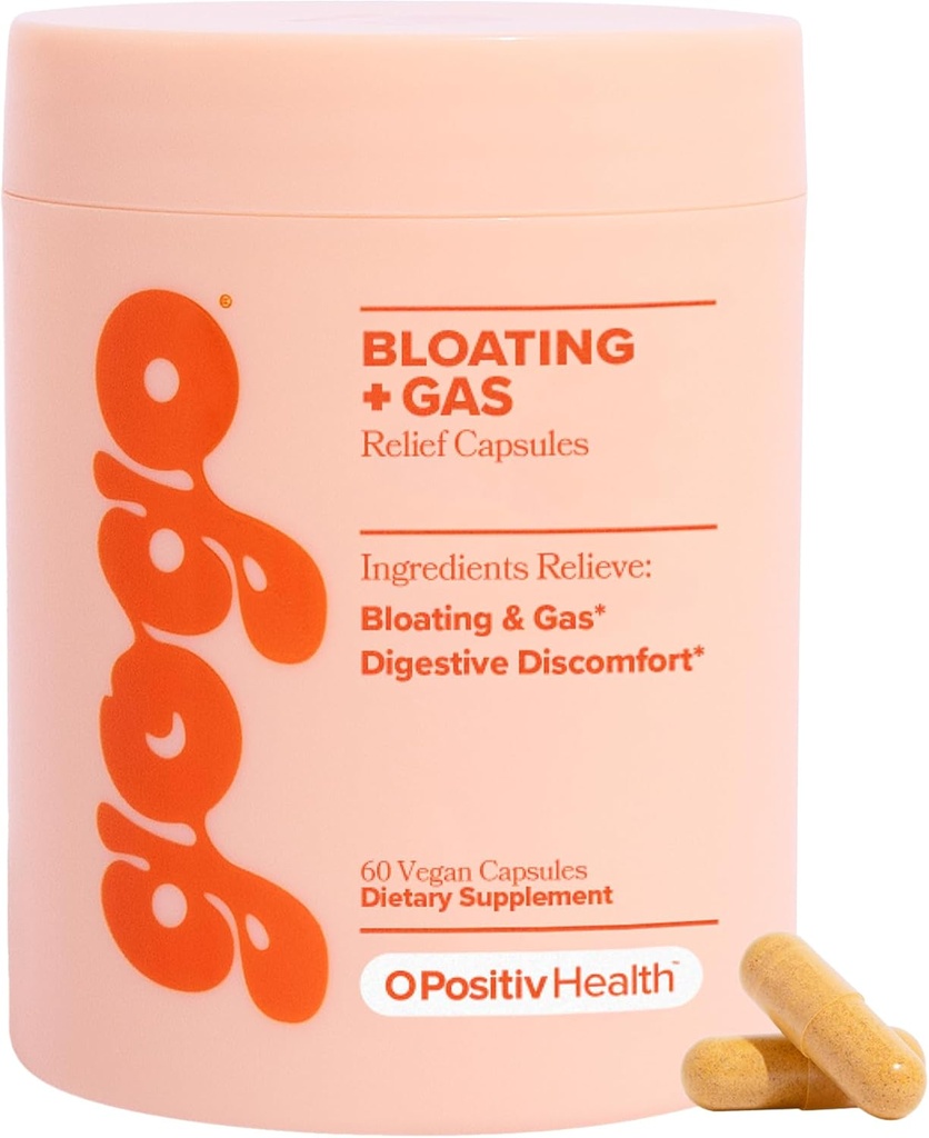 O Pozytiv GOGO Bloating & Gas Digestive Relief - Digestive Enzymes for Bloating Relief & Water Retention - Gas Relief Supplements with Bromelain, Ginger Root, & Milk Thistle - 30 Servings (Pack of 1)