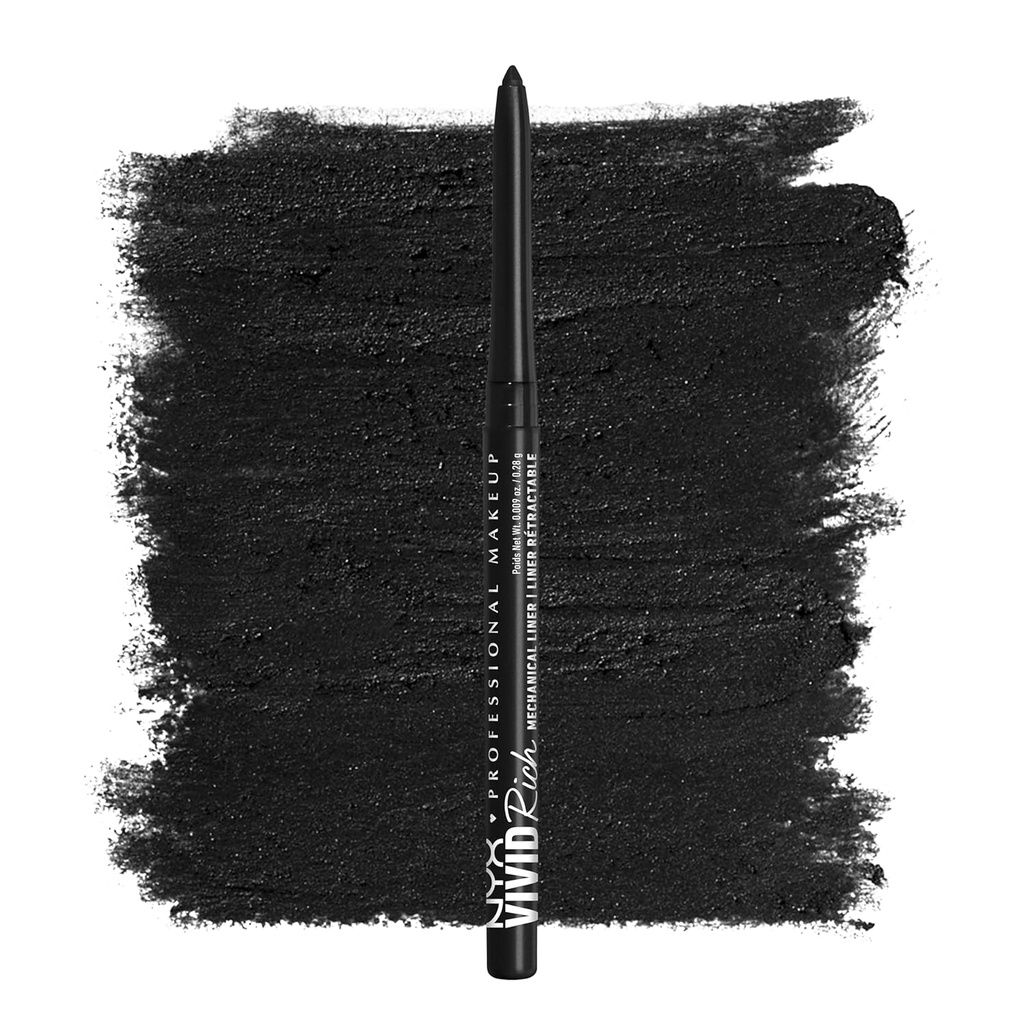 NYX PROFESSIONAL MAKEUP Mechaniczny długopis do oczu, żywe bogate mechaniczne, kremowe nawijane powieki - zawsze Onyx, czarne powieki