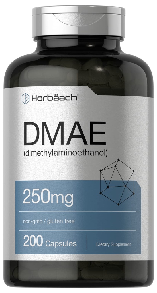 Horbaach DMAE Supplement Equipment 124; 250mg Equipment 124; 200 Kapsułek Equipment 124; Non- GMO, Gluten Free Equipment 124; DMAE Bitartrate