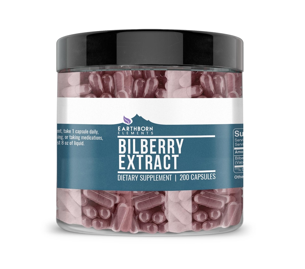 Earthborn Elements Bilberry Extract 200 Kapsułki, Czyste i nierozcieńczone, Brak dodatków