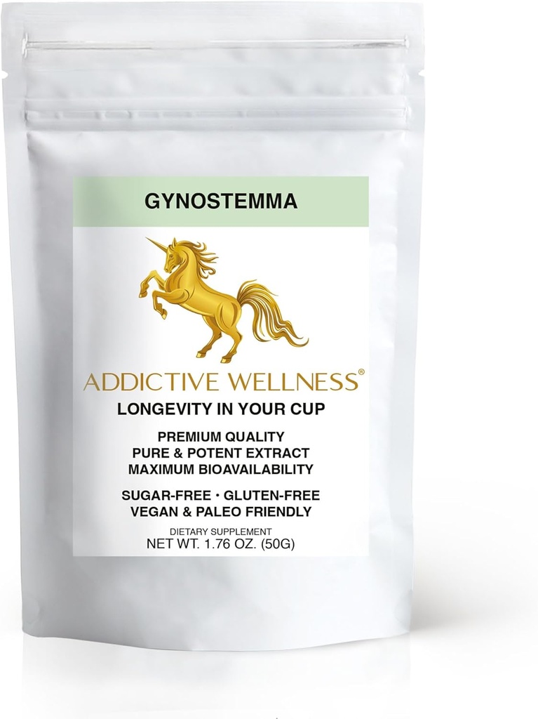Addictive Wellness Gynostemma Leaf Extract Powder - czysty i mocny Jiaogulan Adaptogen for Energy, 1 opakowanie