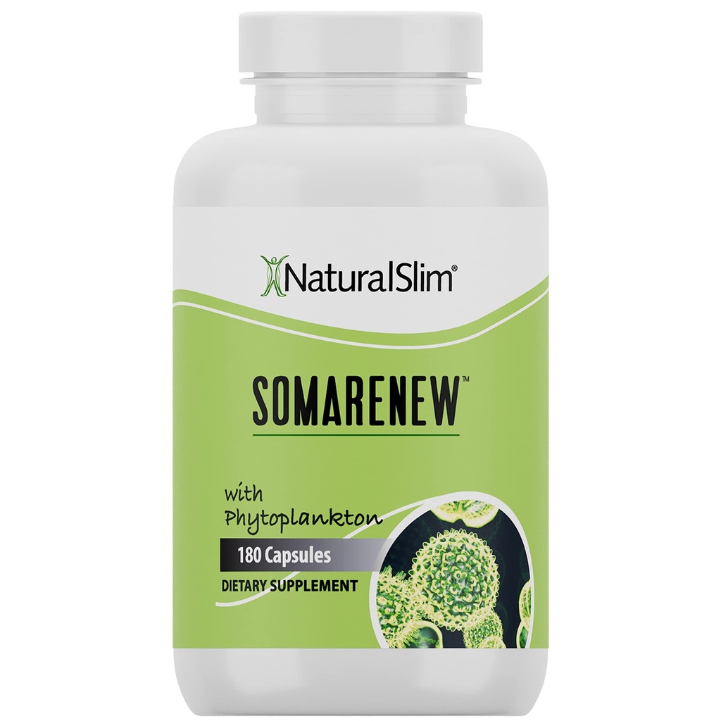 Somarenew Metabolizm Booster, Gut Cleanse, Wsparcie energetyczne i pełne ciało Cleanse Suplement z fitoplanktonu morskiego (Omega 3) & Black Fulvic Acid Superfood - 180 Kapsułki roślinne