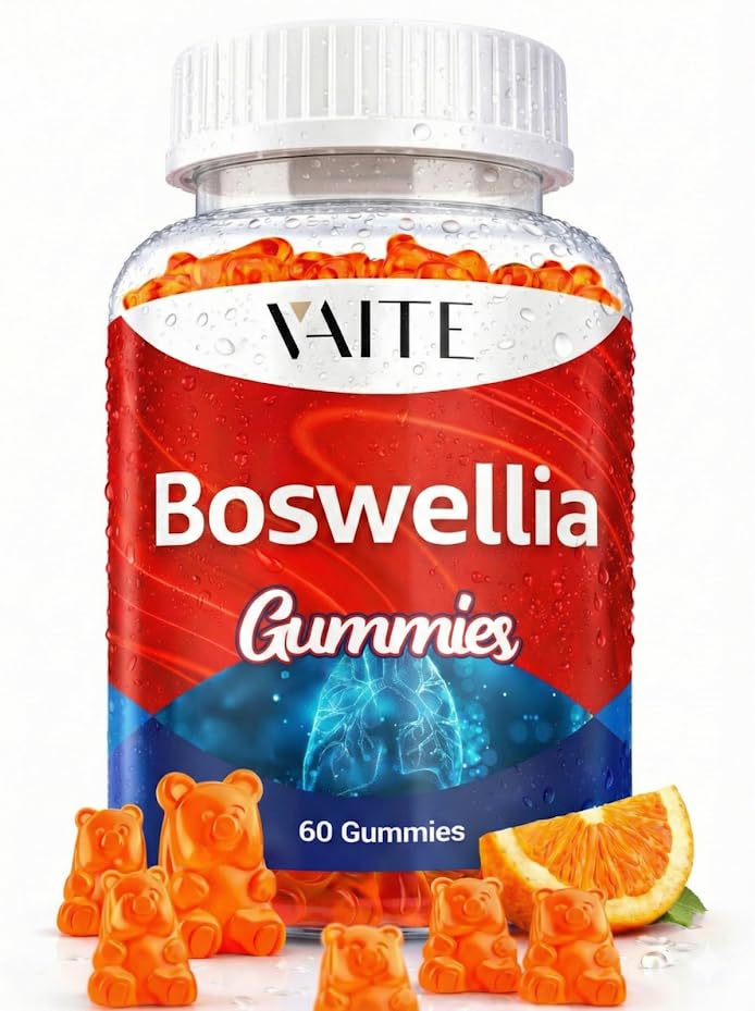 VAITE Boswellia Serrata Extract Gummies 1200mg - Suplement do wspólnego wsparcia z indyjskim Frankincense, Boswellic Acid i ekstrakt z żywicy botanicznej, wegetarianin dla kobiet i mężczyzn, Non-GMO, Gluten- Free