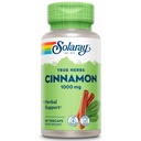 SOLARAY True Herbs Cynamon Bark 1000mg - Mielone dodatki cynamonowe - Wsparcie ziołowe dla ogólnego Wellness - Nie-GMO Projekt zweryfikowany - Kapsułki wegańskie, 60- Day Guarantee - 30 Służenia, 60 Kapsle wegańskie