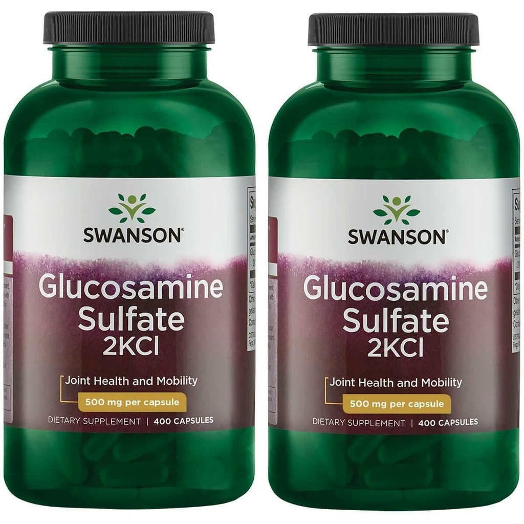Swanson Glukozamina Siarczan 2Kcl 500 mg 400 Czapki (2 opakowania)
