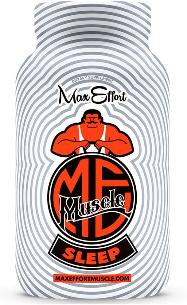 Max Effort Sleep, Suplement wsparcia snu dla dorosłych z 95 MG Magnezu Citrate, 200 MG L Theanine i 3 MG Melatonina, Formuła snu jakości bez żwawych skutków ubocznych, 60 Kapsułki, 30 Służenia