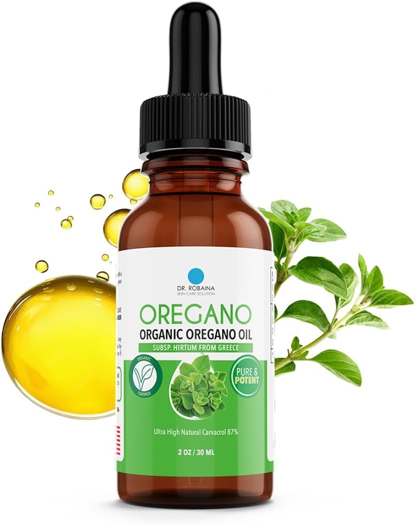 Dr. Robaina Organic Oil of Oregano Drops 87% Carvacrol – Wild Greek Oregano (Hirtum) Cold-Pressed in EVOO – 432 Servings – Immune & Digestive Support – Alcohol-Free, Vegan, Non-GMO