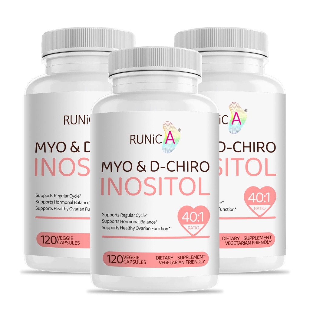 Myo- Inositol & D- Chiro Inositol Suplement dla Kobiet - Idealny 40: 1 Stosunek -Wsparcie dla Kobiet Hormon Równowaga & płodności i zdrowia jajników - Wegański Proszek kapsułki - 90- Day Supply