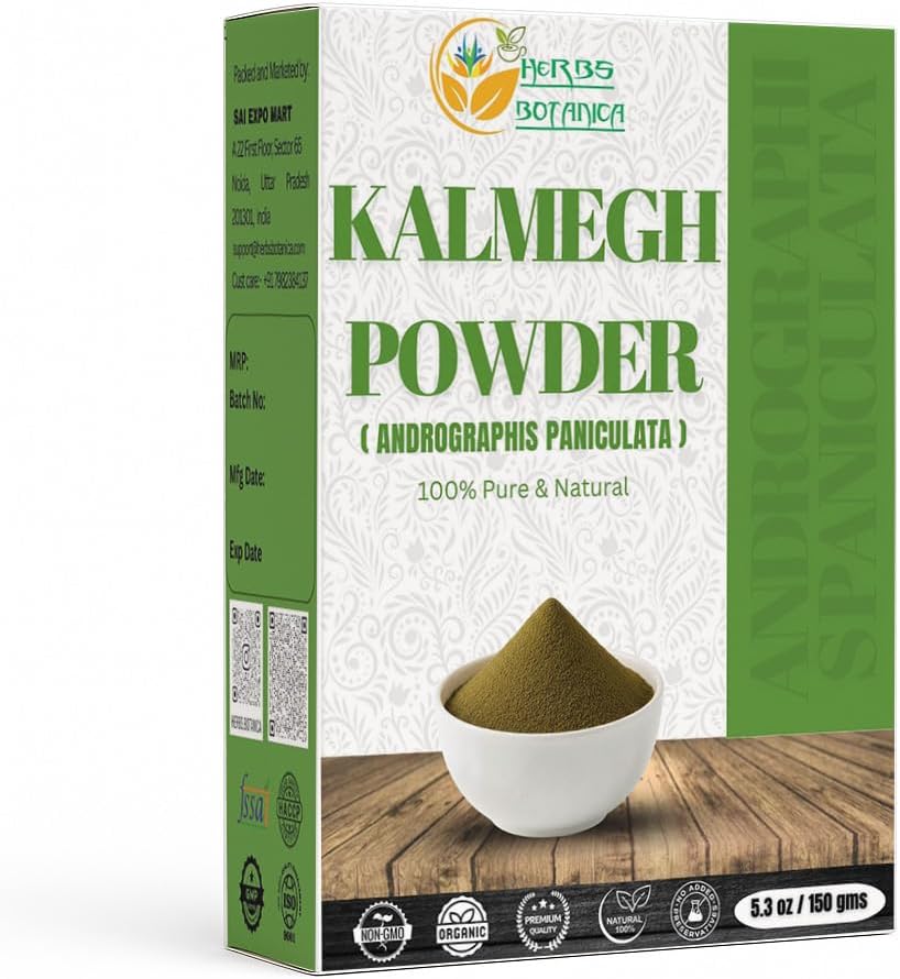 Zioła Botanica Kalmegh proszek 100% Czysty Andrografis Paniculata (zielona Chiretta Herb) do stosowania ziołowego - Finely Ground Andrographis Proszek 5.3 oz Pack