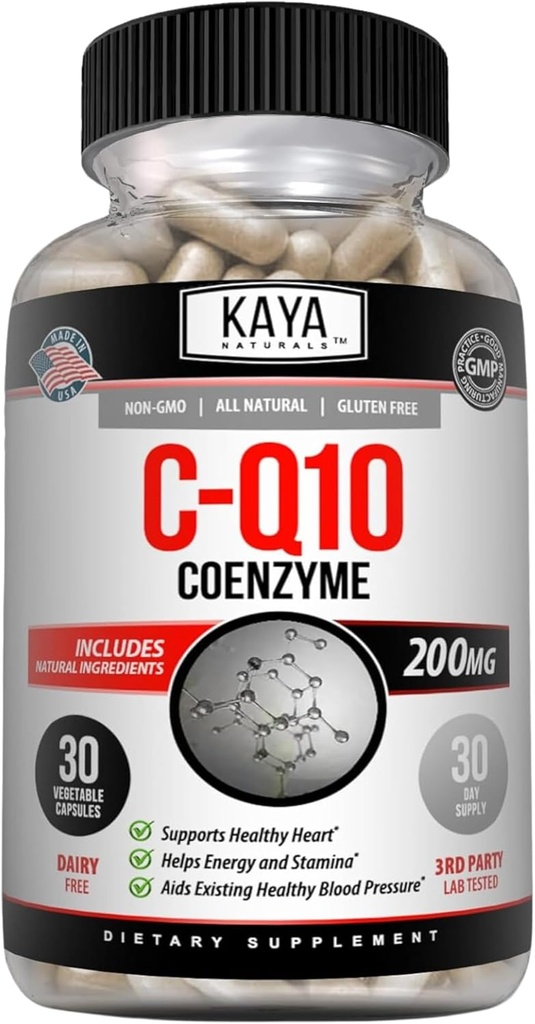 Kaya Naturals - CoQ10 Power Antioksydant Supplement - Aid in Heart Health and Immune Function - Restores Daily Cellular and Energy Production - 30 Veggie Capsules Co- Q10