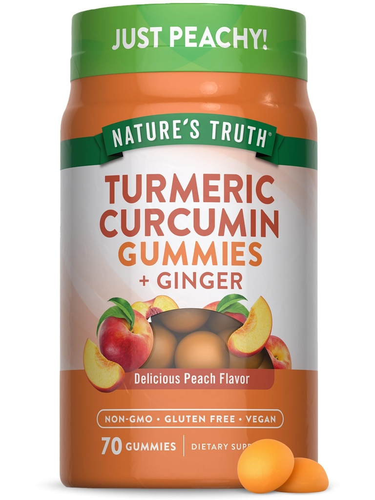 Nature's Truth Turmeric and Ginger Gummies | 70 Count | Peach Flavor | Vegan, Non-GMO, & Gluten Free Supplement
