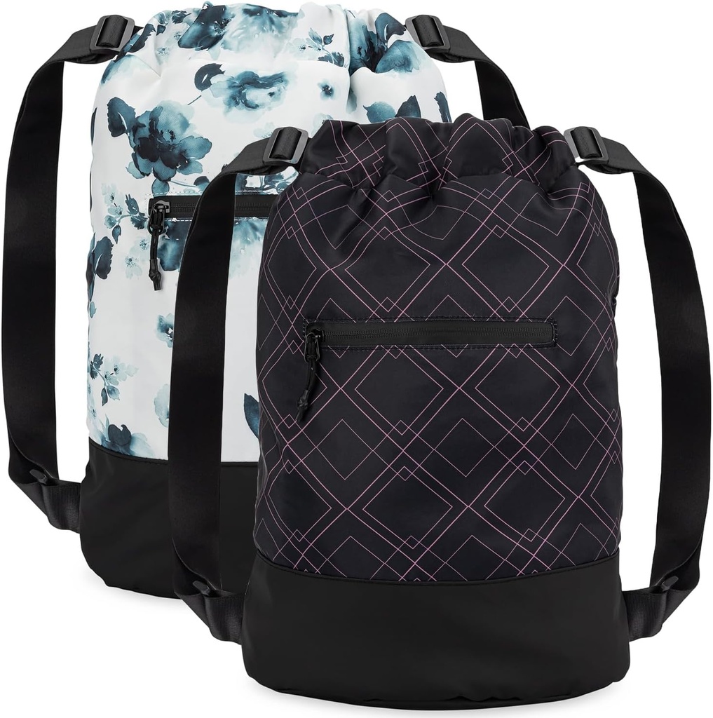 GOMOYO 2-Pack Women 's Floral Plum Drawstring Backpack with Regulable Shulder Strip, 18 x 14 x 7 cali, Idealny do siłowni, Podróże i noce