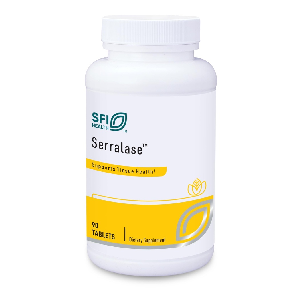 Klaire Labs SFI Health Serralase - Vegetarian Proteolitic Enzym Mieszanka z Serratia Peptydase & Bromelain na trawienie, Zabarwione z Papaya & Ananas, Hipoalergiczne (90 Enteric Coated Tablets)