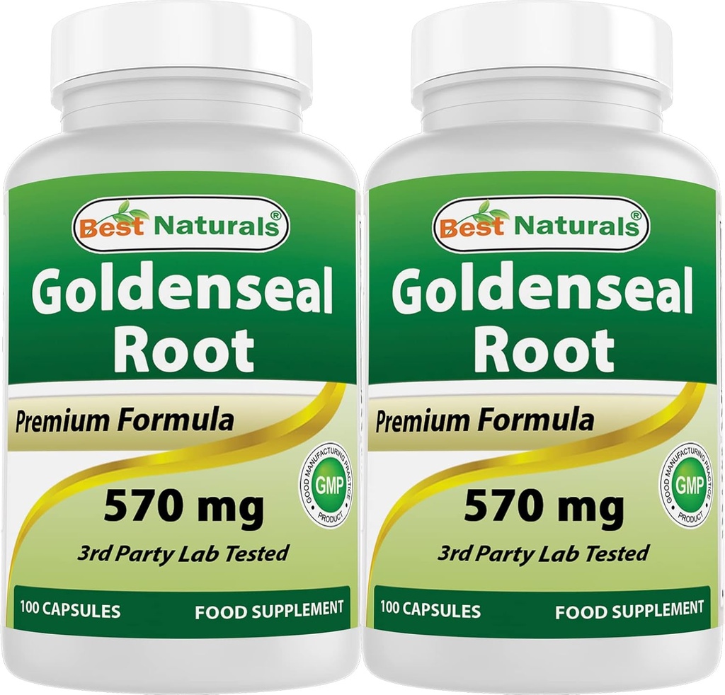 Najlepsi przyrodnicy Goldenseal Root 570 mg (Non-GMO) 100 Kapsułki (100 liczenie (opakowanie po 2))
