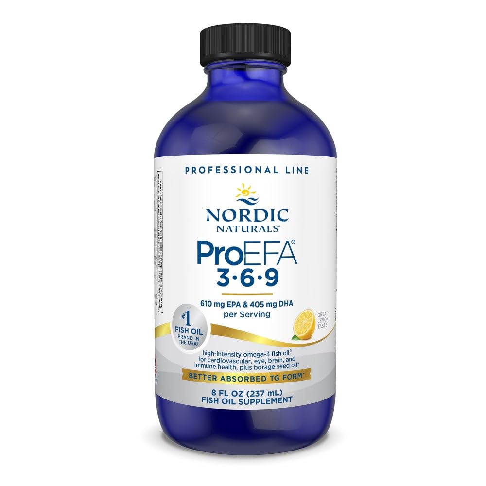 Nordic Naturals ProEFA 3- 6- 9, Lemon Flavor - 8 oz - 1270 mg Omega-3 - EPA & DHA z dodatkiem GLA - Zdrowa Skóra, Cognition, & Pozytywny nastrój - Non-GMO - 48 Służenie