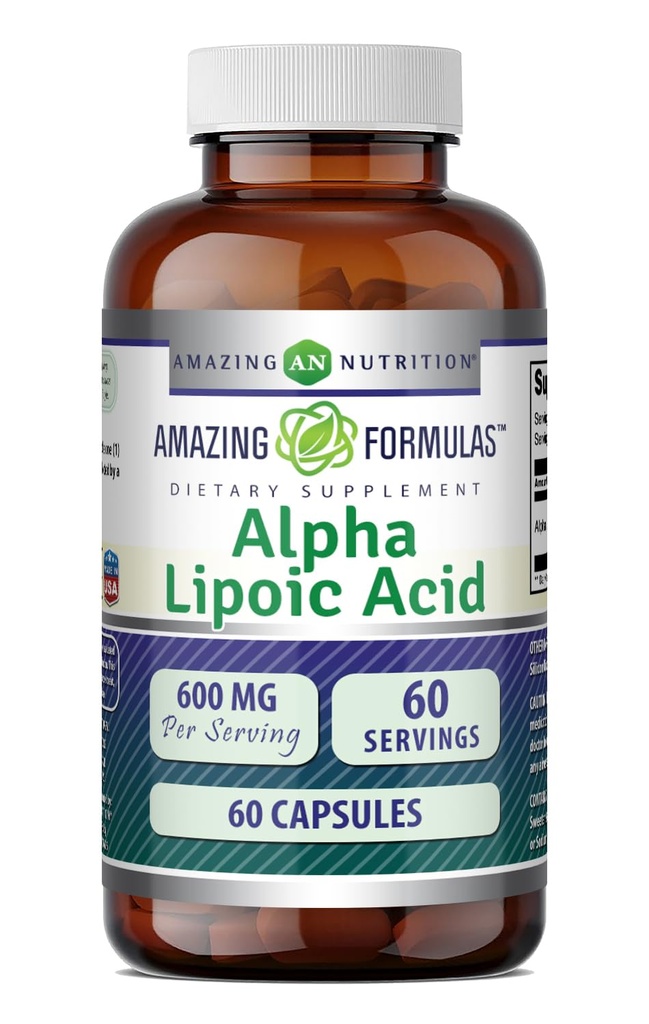 Amazing Formulas Alpha Lipoic Acid Acidum 124; 600 Mg Per Serving Supplement Acidum 124; Capsules Acidum 124; Non- GMO Acidum 124; Gluten Free Acidum 124; Made in USA (1 Pack Acid 124; 60 Count)
