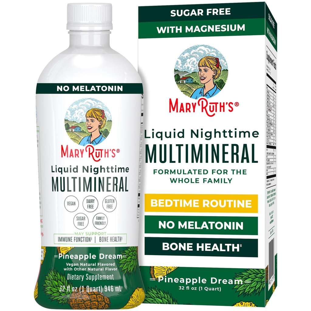 MaryRuth Organics Liquid Nighttime Multimineral Bis 124; NO Melatonin 124; Magnezu Cytrynian 124; Wapnia 124; Cynk 124; Witamina D3 Bilans 124; Dostępna w 4 Flavors 124; Wegan Bilans 124; Cukier wolny 124; Gluten wolny 124; 32 Oz