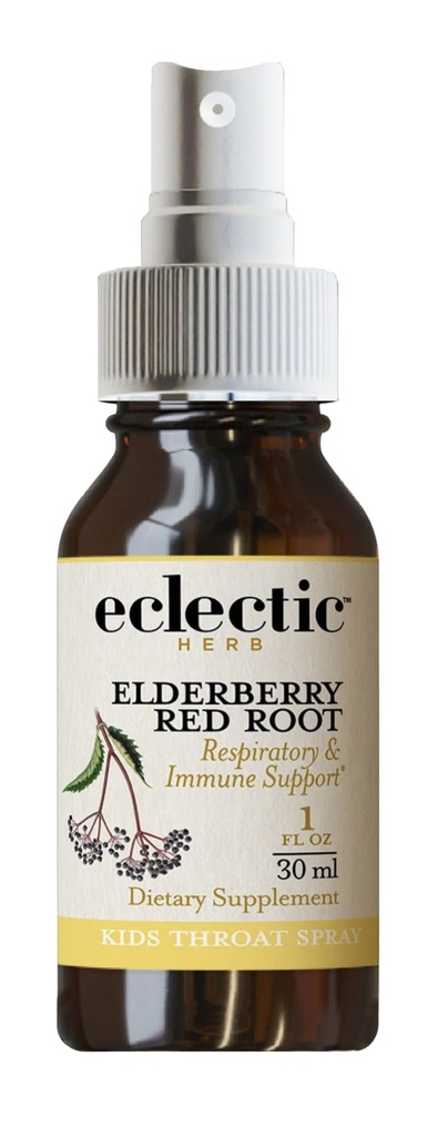 Eclectic Herb - Elderberry Red Root Throat Spray Kids 124; oddechowe i immunologiczne Wsparcie 124; Non- GMO, Gluten- free (1 fl oz 124; 30 ml)