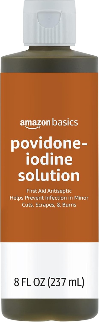 Basics First Aid Antiseptic, 10% Powidon Jod Solution First Aid Antiseptic, Unflavored, 8 Fluid Ounces, 1- Pack (wcześniej Solimon)
