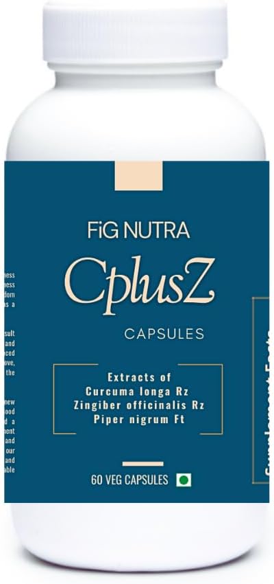 FiG Nutra 's CPlusz: Kurkumina o dużej mocy z Black Pepper & Ginger Extracts - Wzmocniona formuła dla Joint & Metabolic and Antioksydant Support - 60 Czapki Veg